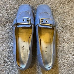 Prada blue canvas loafer